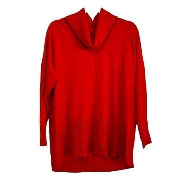 Super soft and cozy bright red cowl neck / turtleneck sweater. Like new! XL - Picture 1 of 6